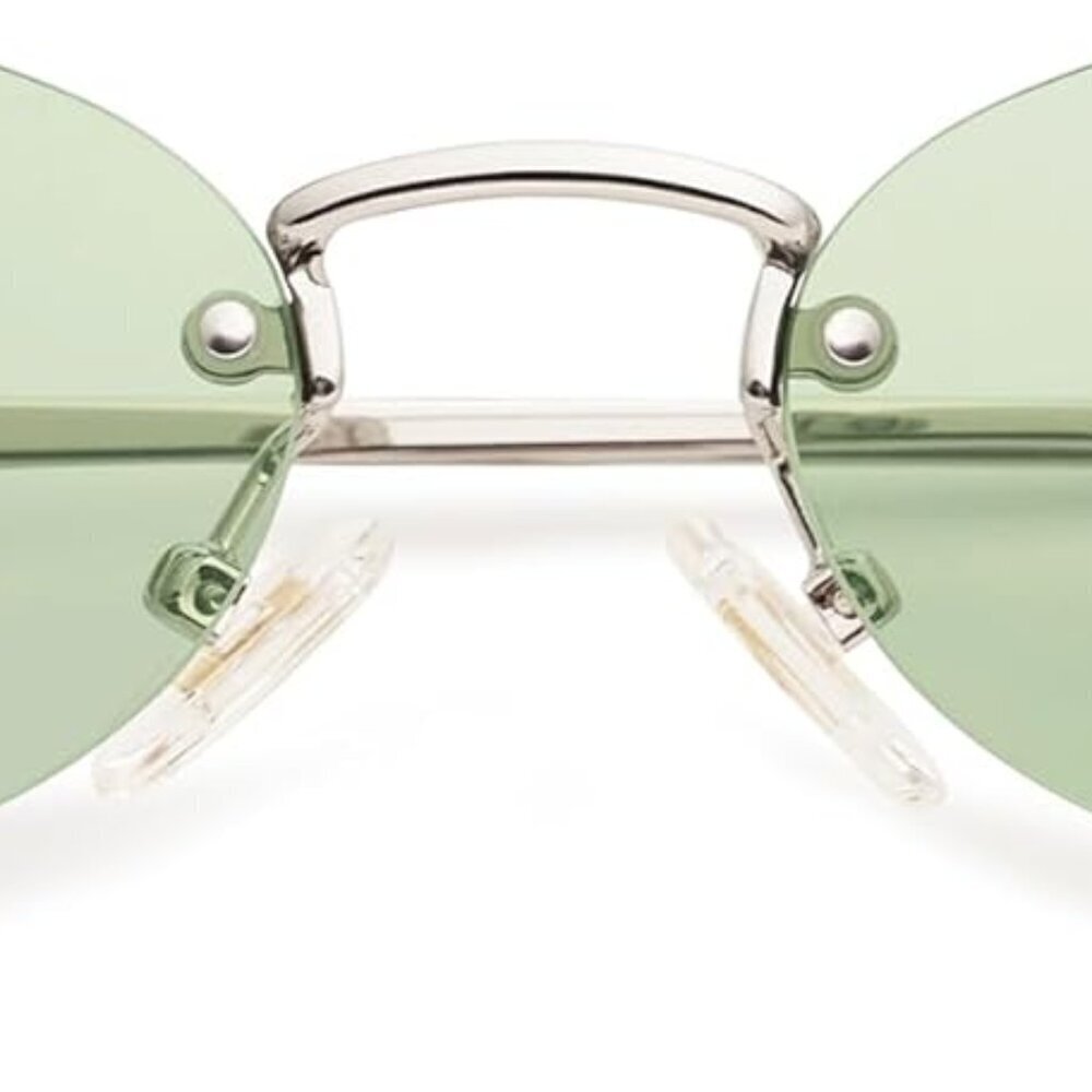 Oval Rimless Sunglasses Women Retro Y2K Rhinestones UV400 Protection